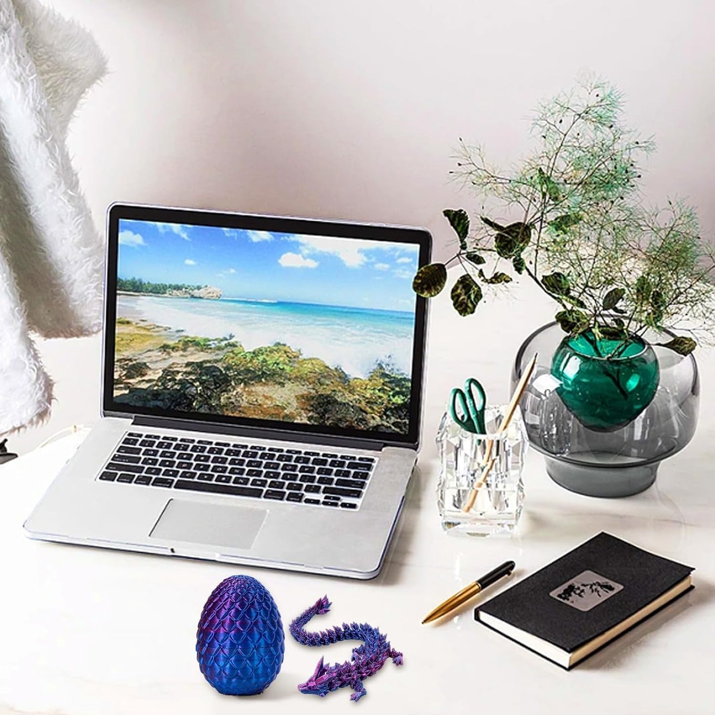 3D Printed Dragon Eggs with Dragon Inside - Fun Fidget Figurine Toys  Easter Basket Stuffers Surprise Mystery Crystal Printing Dragon Egg mature-themed Home Office Desk Decor Toy Gifts (Laser Purple)