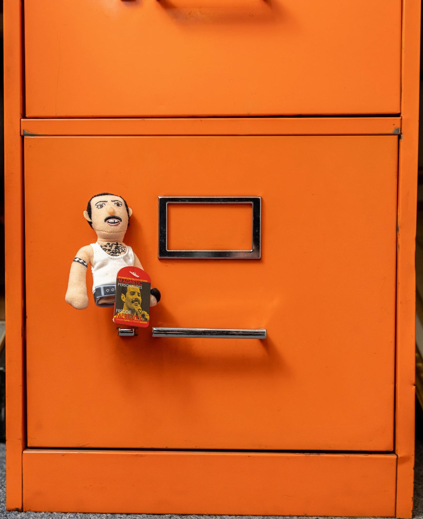 The Unemployed Philosophers Guild Freddie Mercury Magnetic Personality - Plush Finger Puppet and Refrigerator Magnet, Approx 4 T