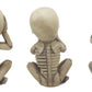 Ebros Gothic Alchemy Whimsical See Hear Speak No Evil Baby Skeletons Statue Set Of Three 4.25' High Halloween Decor Ossuary Graveyard Macabre No Evils Skulls Skeletons Skeletal Figurines