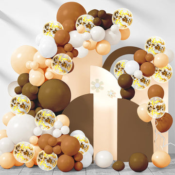 Bhucutu 156 Pieces Brown Balloons Arch Kit, Caramel Brown Balloon Garland For Baby Shower, Birthday, Bachelor Party Decorations