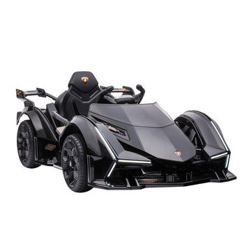 Aosom 12V Electric Ride-On Car, Licensed Lamborghini V12 Vision Gran Turismo Battery-Powered Ride-On Toy With Remote Control, Bluetooth, Music, Led Lights, For 3-6 Year Old Boys And Girls, Black