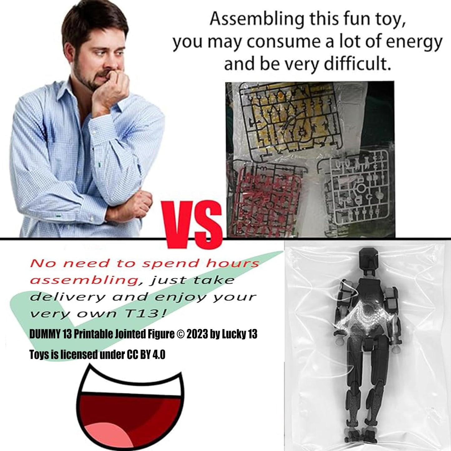 T13 Action Figure Set, 3D Printed Multi-Jointed Movable Robot Dummy Set Lucky 13 Action Figure Articulated, For Collectors Deskt