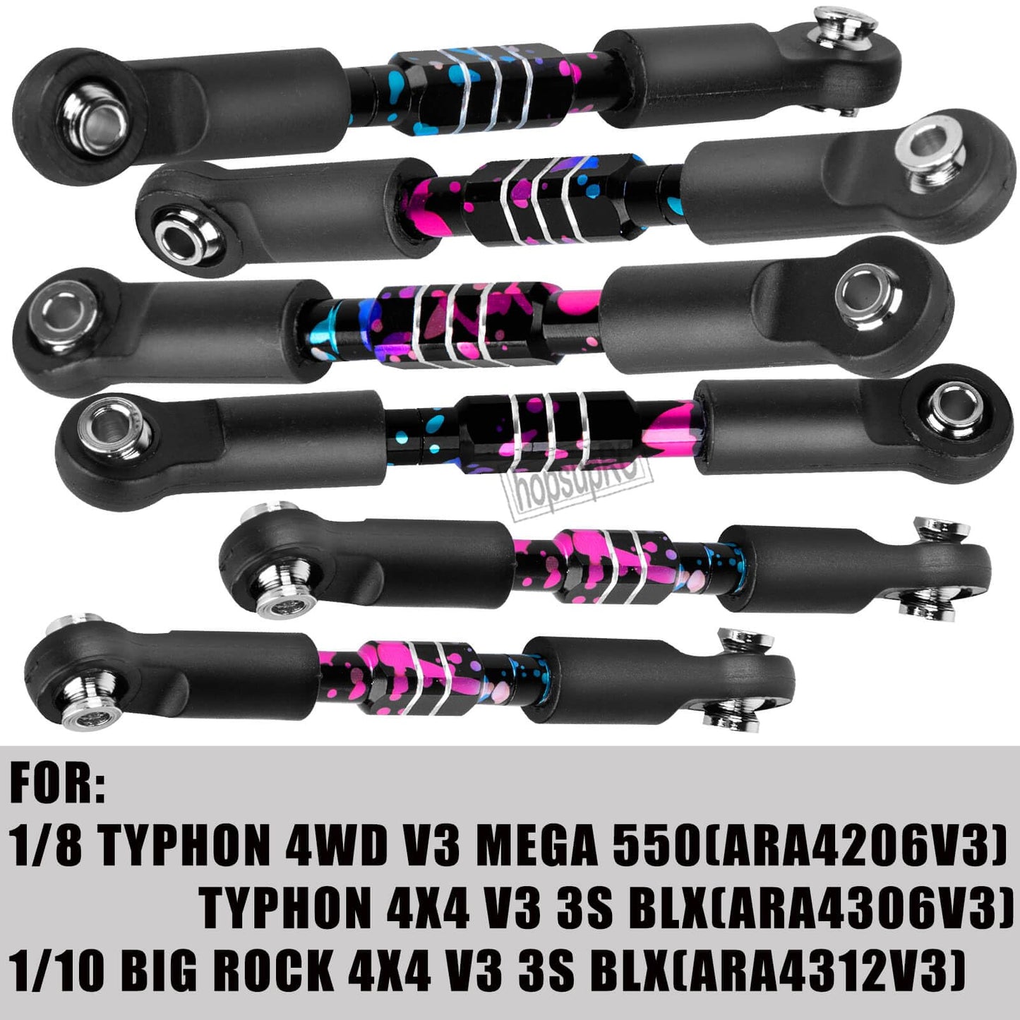 Hopsuprc Rc Adjustable Turnbuckles Camber Links Steering Links Upgrades Part For 1/8 Typhon 4Wd 3S Mega 550 Blx,1/10 Big Rock 4X