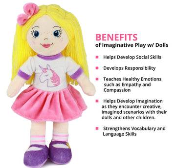 Playtime By Eimmie 14    Soft Baby Doll - Plush Rag Dolls For 2 Year Old Girls & Boys, Toddler & Infants - Washable & Sensory Fa