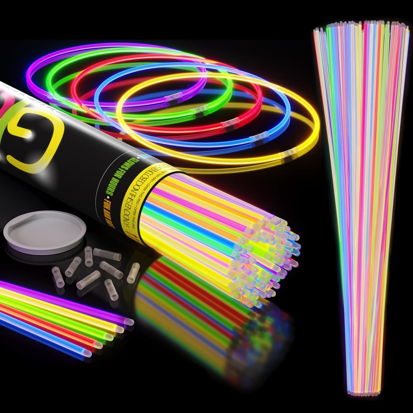 Crown 100 Count 22 inch. Glow Necklaces - Long Lasting Glow Light Sick Neon Necklaces for Parties and July 4th