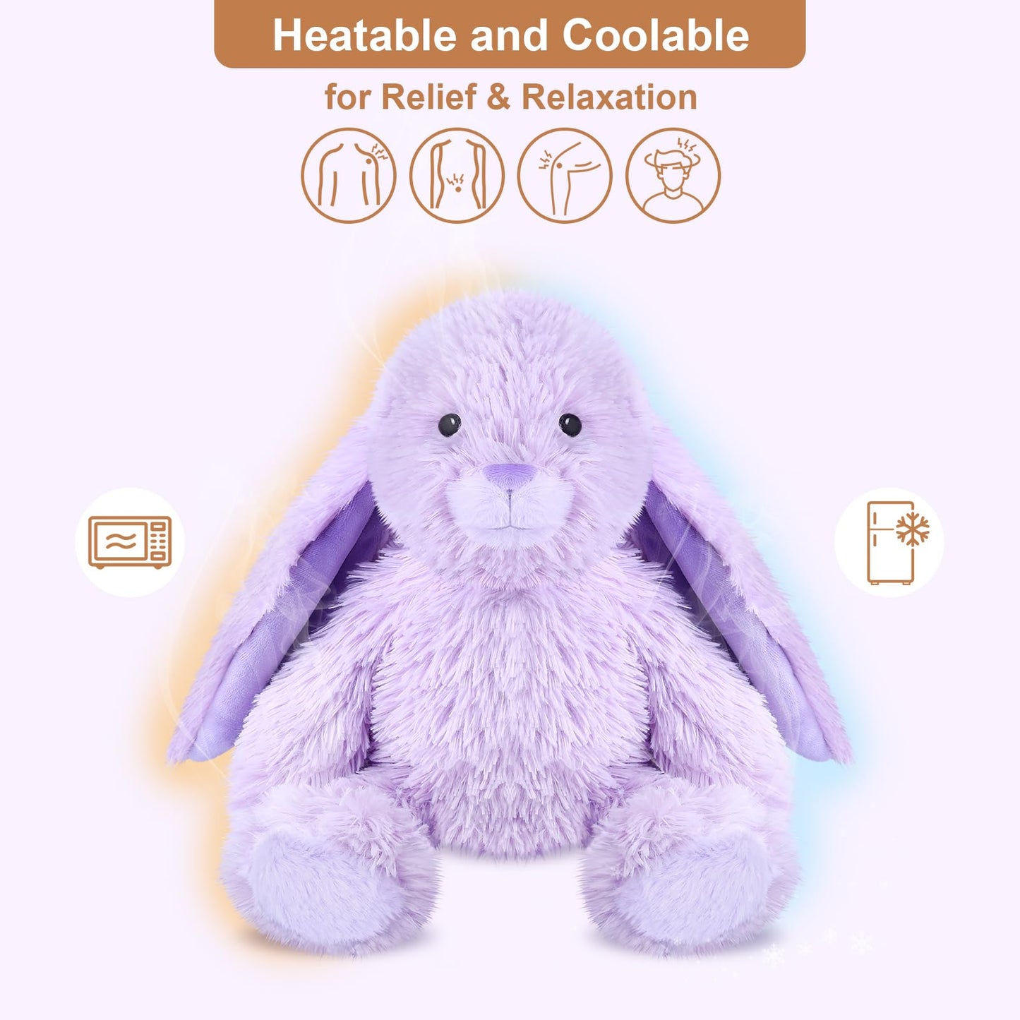 SuzziPals Heatable Purple Bunny Stuffed Animal - Plush Rabbit Heating Pad for Soothing Relaxation, PALS-26, Lavender Color