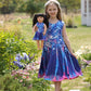 Bow Dream Girl Dress and Matching American Girl Doll Clothes Accessories Rainbow Mermaid Unicorn Size 150