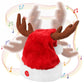Gfilay Singing and Dancing Electric Santa Hat with Reindeer Antlers - Funny Novelty Musical Interactive Swinging Christmas Hats 