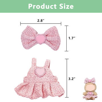 Satakara Doll Clothes Set for 17cm Dolls (6.7 inch) - Kawaii Pink Heart Outfit with Detachable Bow  Party Clothing Accessories (STK01)