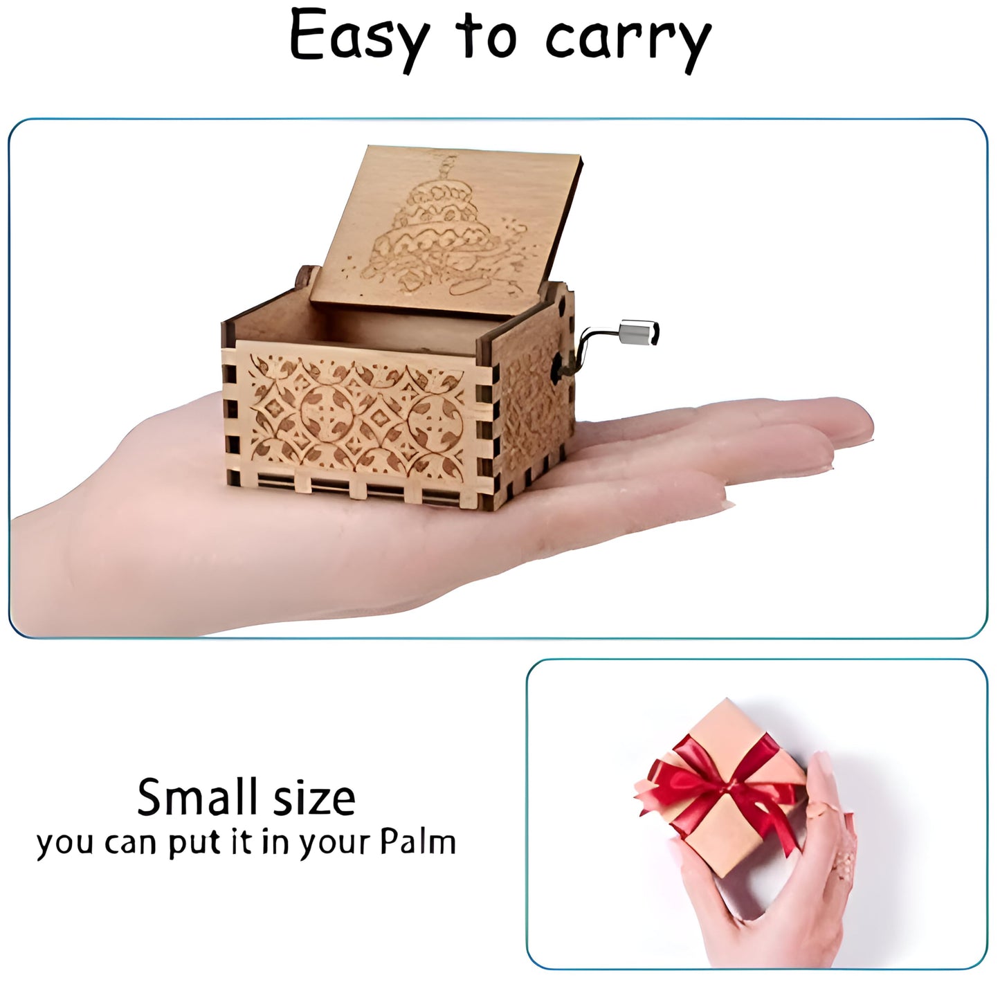Caaju Happy Birthday Music Box - Wooden Musical Box with Hand Crank - Vintage Music Box Birthday Gift for Kids - Gifts for Him/H