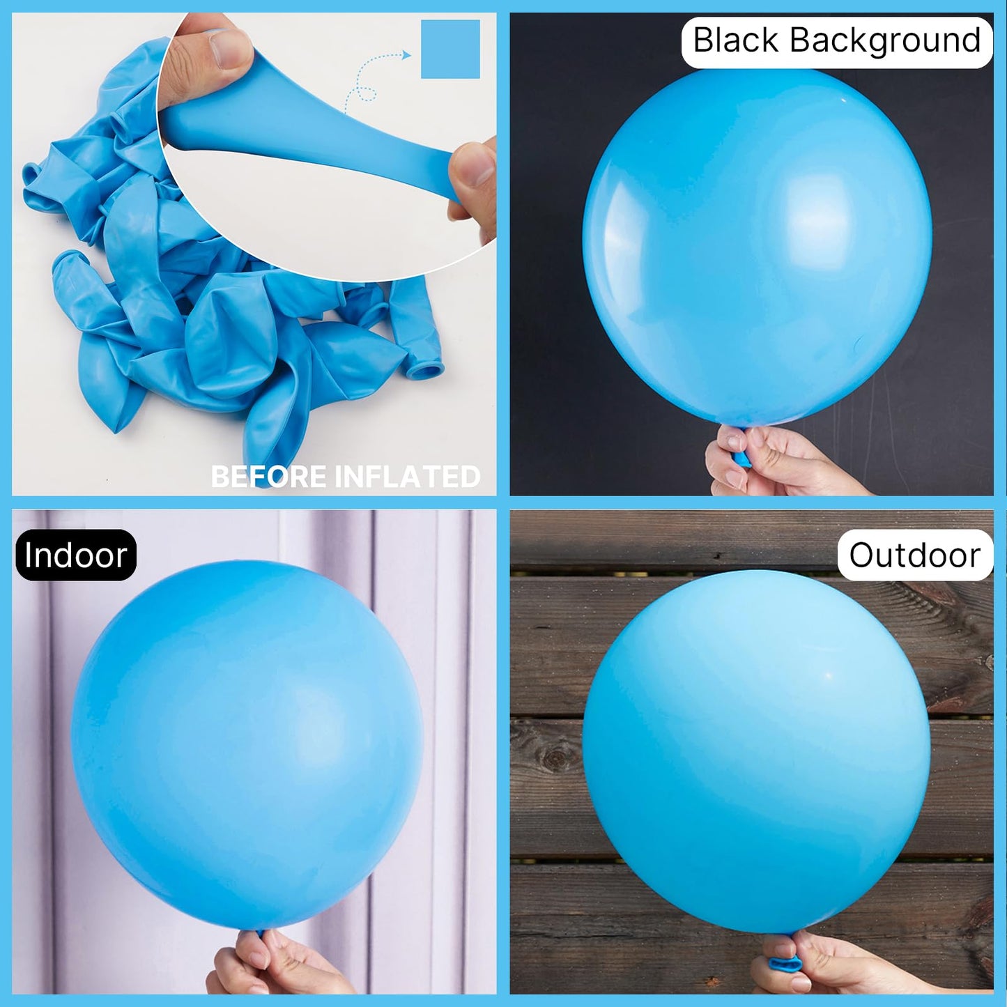Partywoo Bright Sky Blue Balloons, 100 Pcs Matte Blue Balloons Different Sizes Pack Of 36 Inch 18 Inch 12 Inch 10 Inch 5 Inch Blue Balloons For Balloon Garland Arch As Party Decorations, Blue-Y20
