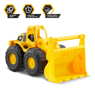 CAT Construction Toys, 15'' Front Loader Construction Toy, Ages 2+, Sturdy Plastic, No Batteries Required, Tough Rigs Series