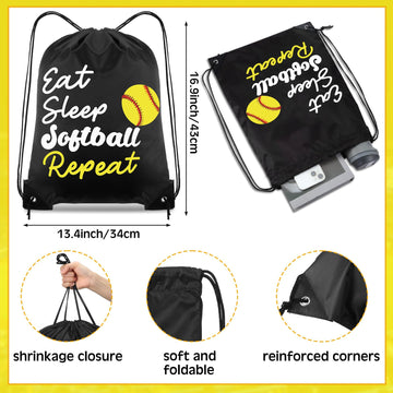 MiniInflat 96 Pcs Softball Party Favors for Kids Include 24 Softball Drawstring Bags, 24 Softball Keychain, 24 Silicone Softball