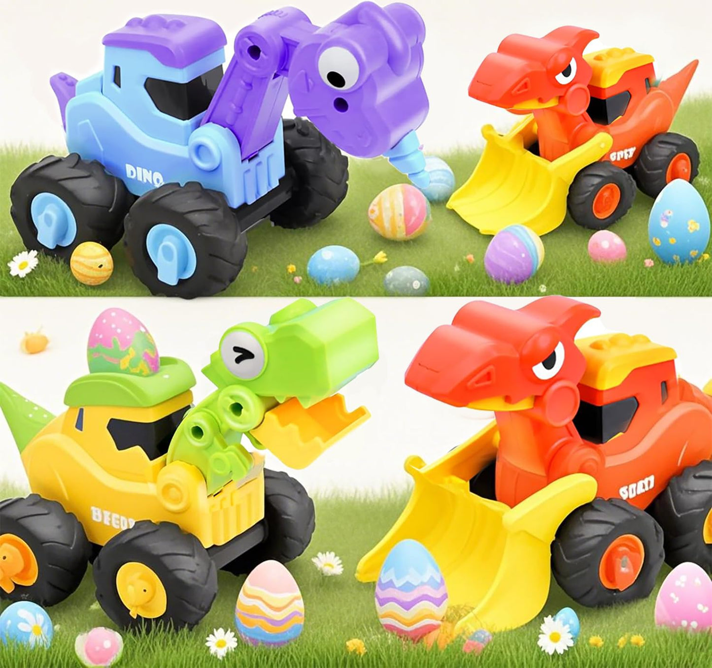 Amenon 3 Pcs Large Dino Hauler Trucks, Press & Go Construction Vehicles For Hunting Games, Dinosaur Toys Transport Carrier Cars