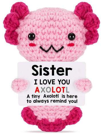 Weming Sisters Gifts From Sister, Crochet Axolotl Gifts For Bestie Bff & Little Sister In Law On Birthday & Christmas Stocking S