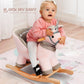 Rock My Baby Rocking Horse With Chair, Pink Unicorn Pony Rocker With Realistic Unicorn Music. Rocking Animal. Wooden Rocking Hor