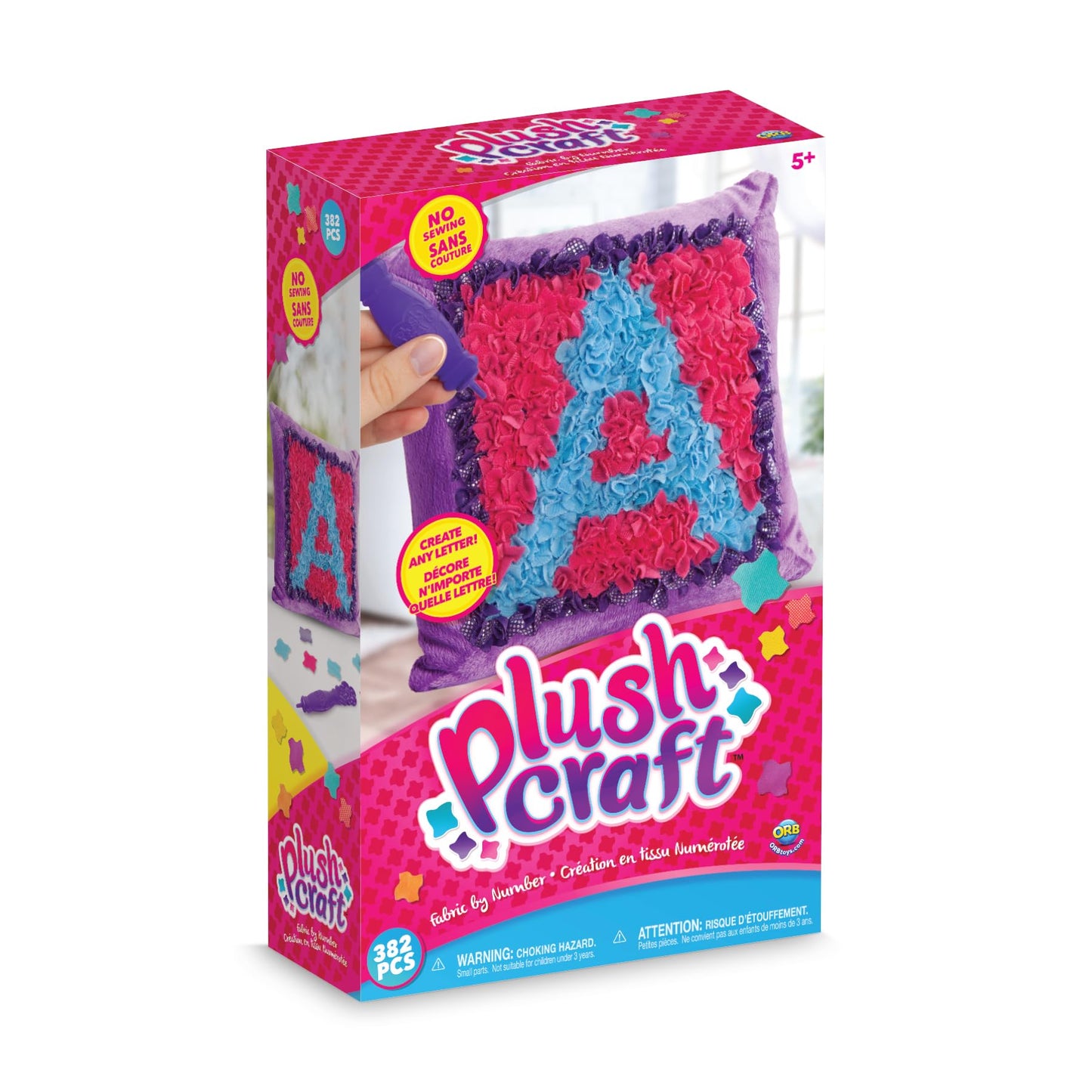 ORB Toys PlushCraft DIY Personalized Pillow  Perfect Craft and Gift for Boys and Girls  Mess Free and No Sewing Required