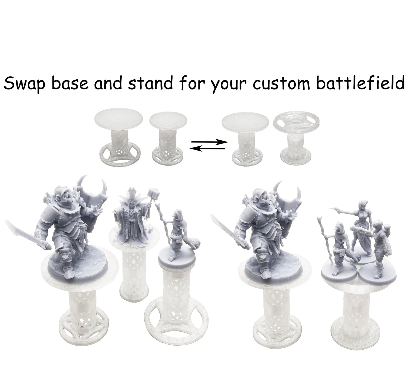 Lixusia Combat Risers for Flying Miniatures - 8 Adjustable Tiers, Crystal White, DND TRPG Terrain Flight Stands