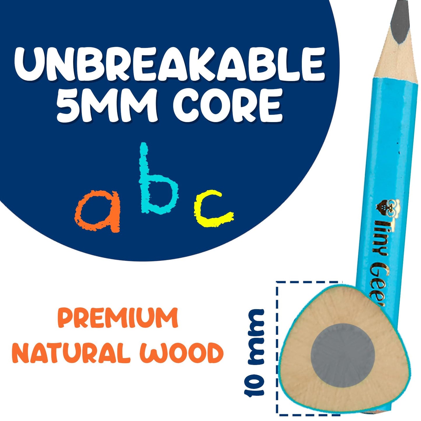 Tinygeeks Jumbo Pencils Hb - New 2024-12 Fat Pencils - Triangle Short Pencils For Kids + Sharpener - Perfect For Preschool, Todd