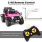 Costzon 2-Seater Ride On Truck, 12V Battery Powered Electric Vehicle Toy W/Remote Control, 3 Speed, Led Lights, Mp3, Horn, Music, 2 Doors Open, Spring Suspension, Ride On Car For Kids (Pink)