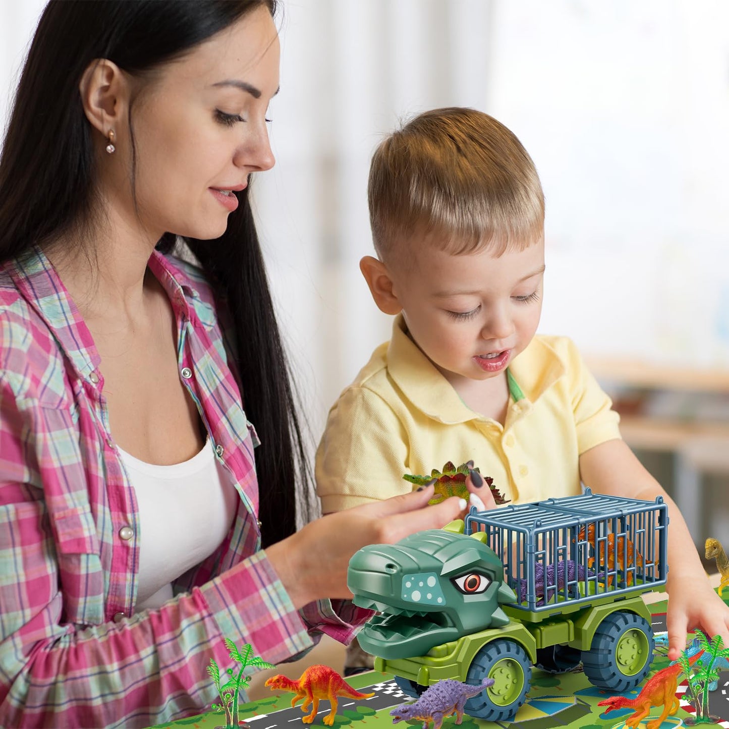Niwoed Dinosaur Truck Toys For Kids 3-5, Tyrannosaurus Transport Vehicle Carrier Car Toys With 8 Dino Figures, Dinosaur Playset Toys For 3 4 5 6 7 8 9 10 Years Old Boys Girls Kids Birthday Gifts