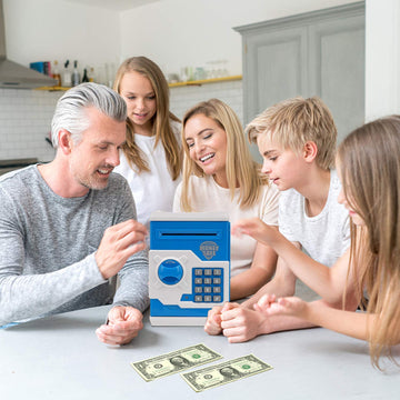 Adevena Electronic Piggy Bank, Mini ATM Password Money Bank Cash Coins Saving Box for Kids, Cartoon Safe Bank Box Perfect Toy Gi