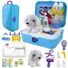 TEUVO Pet Care Playset, 16Pcs Kids Doctor Kit with Plush Dog & Backpack for Dog Grooming & Feeding, Pet Doctor Pretend Play Toys