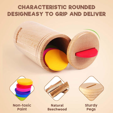Richtim Montessori Sorting Toy For 1-3 Boys Girls: Wooden Box For Learning Shapes & Colors, Fine Motor Development, And Travel Play