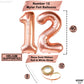 Huge, Rose Gold 12 Balloon Number - 40 Inch, Number 12 Balloons For Birthdays | 12 Birthday Balloon, 12Th Birthday Decorations For Girls | 12 Birthday Decorations For A Girl, 12 Year Old Balloons Girl