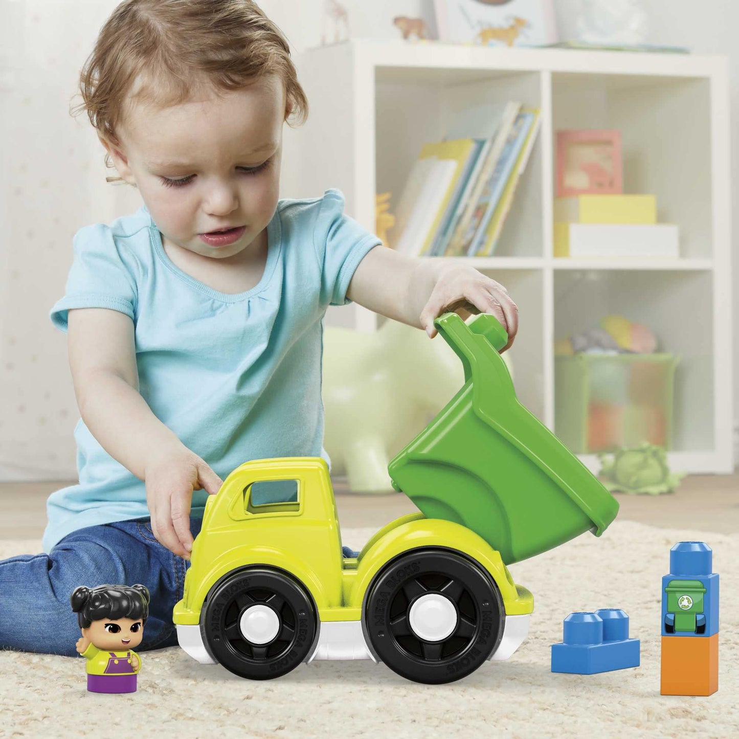 MEGA BLOKS Toddler Car Toy with Raphy Figure, Multicolor Plastic Building Blocks, Model HBP13 for Ages 1-3