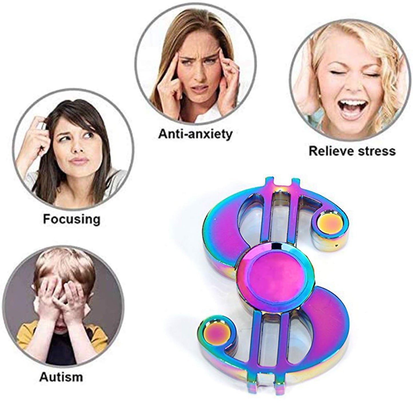 Anzmtosn Cool Metal Fidget Toy Set - Multicolor Stainless Steel Spinners for Kids & Adults, Stress Relief & Focus, Party Favors