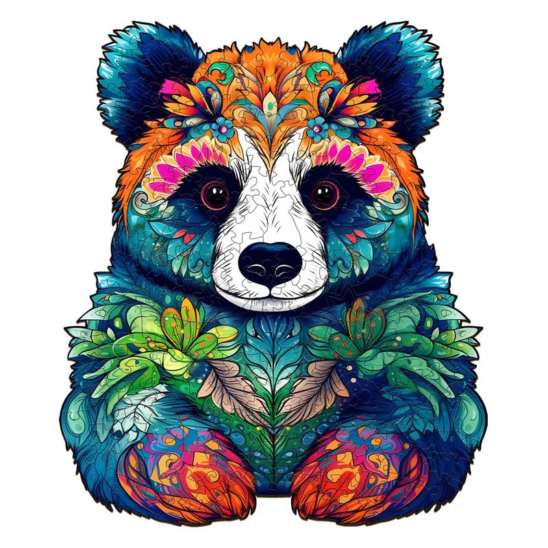 Jigfoxy Wooden Puzzles for mature-themeds  Panda Wood Puzzles mature-themed  Unique Animal Shape Wooden Jigsaw Puzzles  Birthday Gifts for Puzzles Lovers Family Friend (L-11.3 * 13.3in-230pcs)