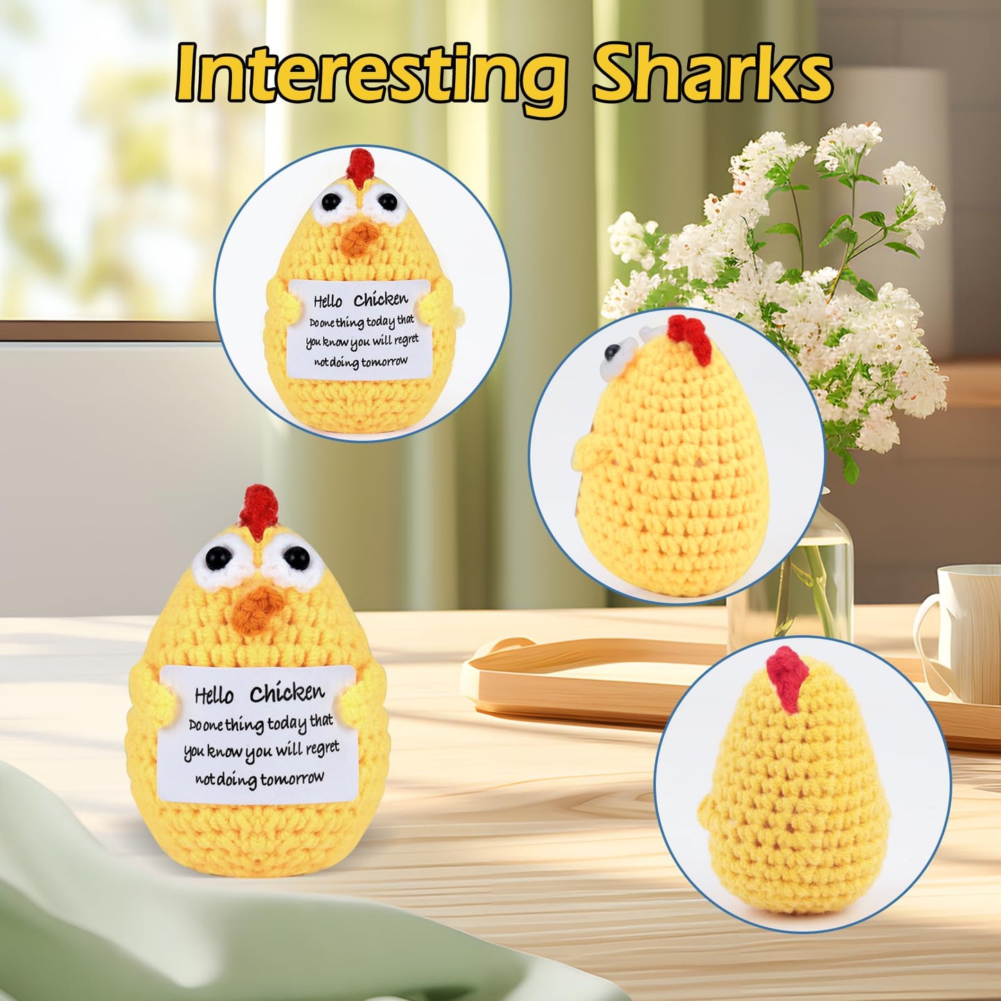 Lestp Funny Gifts Women Positive Chicken Emotional Support Crochet Nuggets Pickle Plush Partner Cute Birthday Gift Gag Metal Hea
