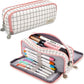 Finemoe Canvas Large Capacity Pencil Box For Girls&Boys,3 Compartments Pen&Pencil Pouches,Aesthetic Stationery Pouch For School