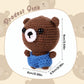 Mini Positive Crochet Bear,3.5 Inch Crochet Stuffed Animal Knitted Bear Funny Pocket Potato Wool Bear Emotional Crochet Doll Toy