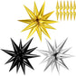 Black Gold Silver Metallic Star Balloons, 36 Pcs Big 25 In Explosion Star Foil Balloons, Starburst Cone Mylar Balloons, Spike Ba