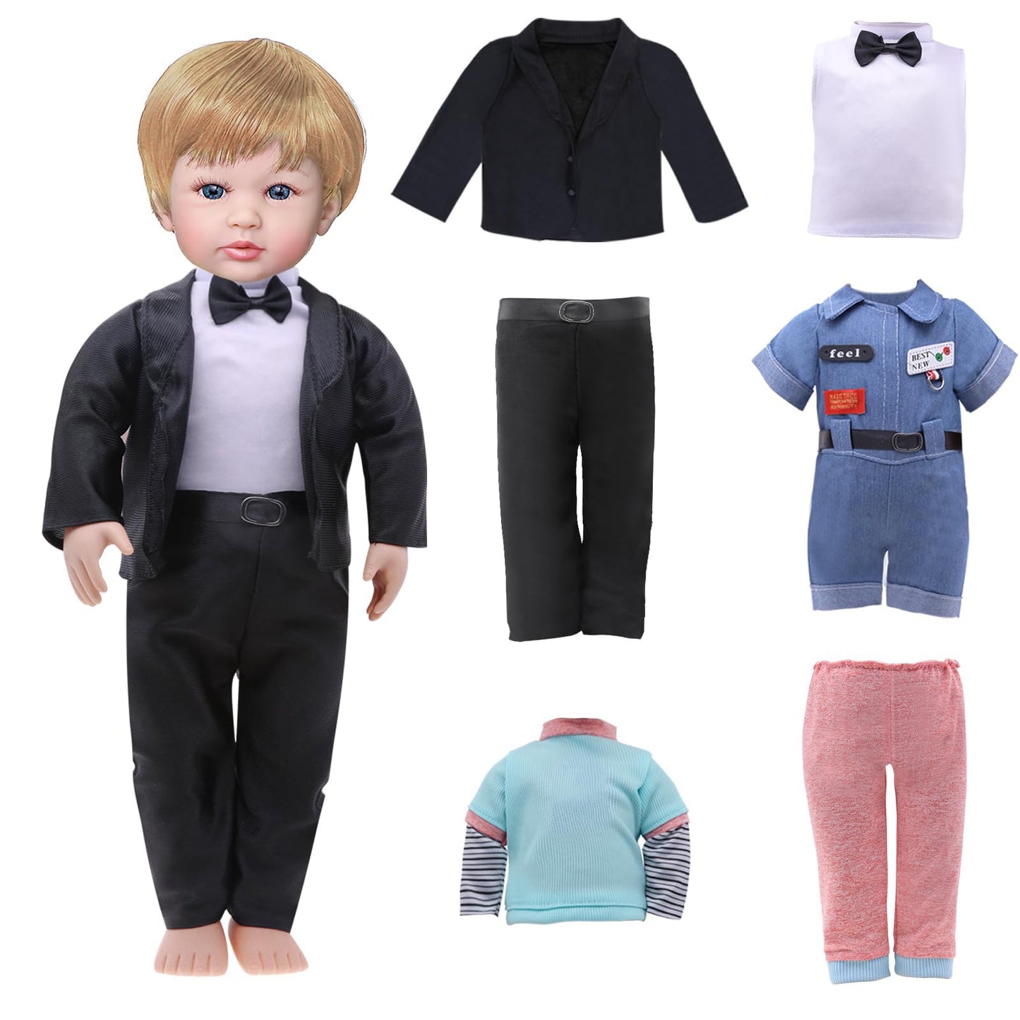18 Inch Boy Doll Clothes Set - 8 Pcs Outfits & Accessories for Kids (Boys/Girls)  for Boys and Girls  Birthday-New