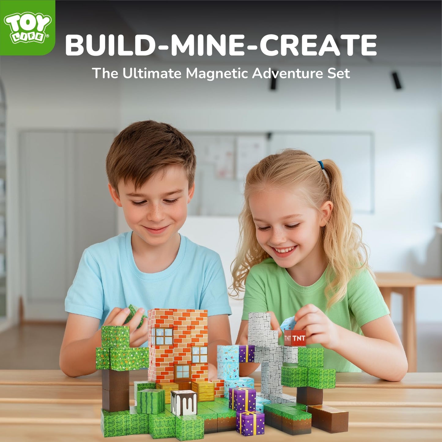 Magnetic Blocks, 108 Pcs Build Mine World Magnet Building Blocks Set for Kids Age 3+ Year Old Boys Girls, Magnetic Construction