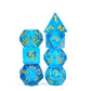 UDIXI 7PCS DND Dice Set Filled with Aurora Powder, Blue D&D Dice for Dungeons and Dragons, Polyhedral Dice for RPG MTG and Other
