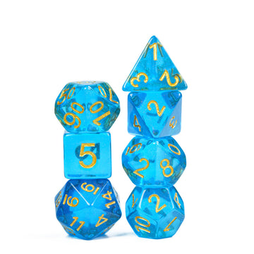 UDIXI 7PCS DND Dice Set Filled with Aurora Powder, Blue D&D Dice for Dungeons and Dragons, Polyhedral Dice for RPG MTG and Other