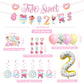 Juyrle Two Sweet Birthday Party Decorations- 2Nd Sweet Party Banner Donut Theme Second Birthday Party Girls Macaron Balloon Garland Kit For Two Years Old Candy Theme Party Supplies