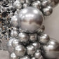 Moxmay Metallic Sliver Balloons Different Sizes, 102 Pcs 18 12 10 5 Inch Sliver Latex Chrome Balloon For Graduation Baby Shower