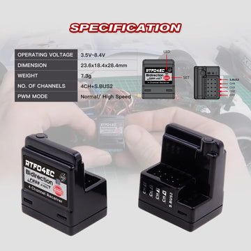 4CH S.BUS2 8.4V High Voltage Internal Antenna RC Car Receiver Compatible with T-FHSS(RTF04EC)