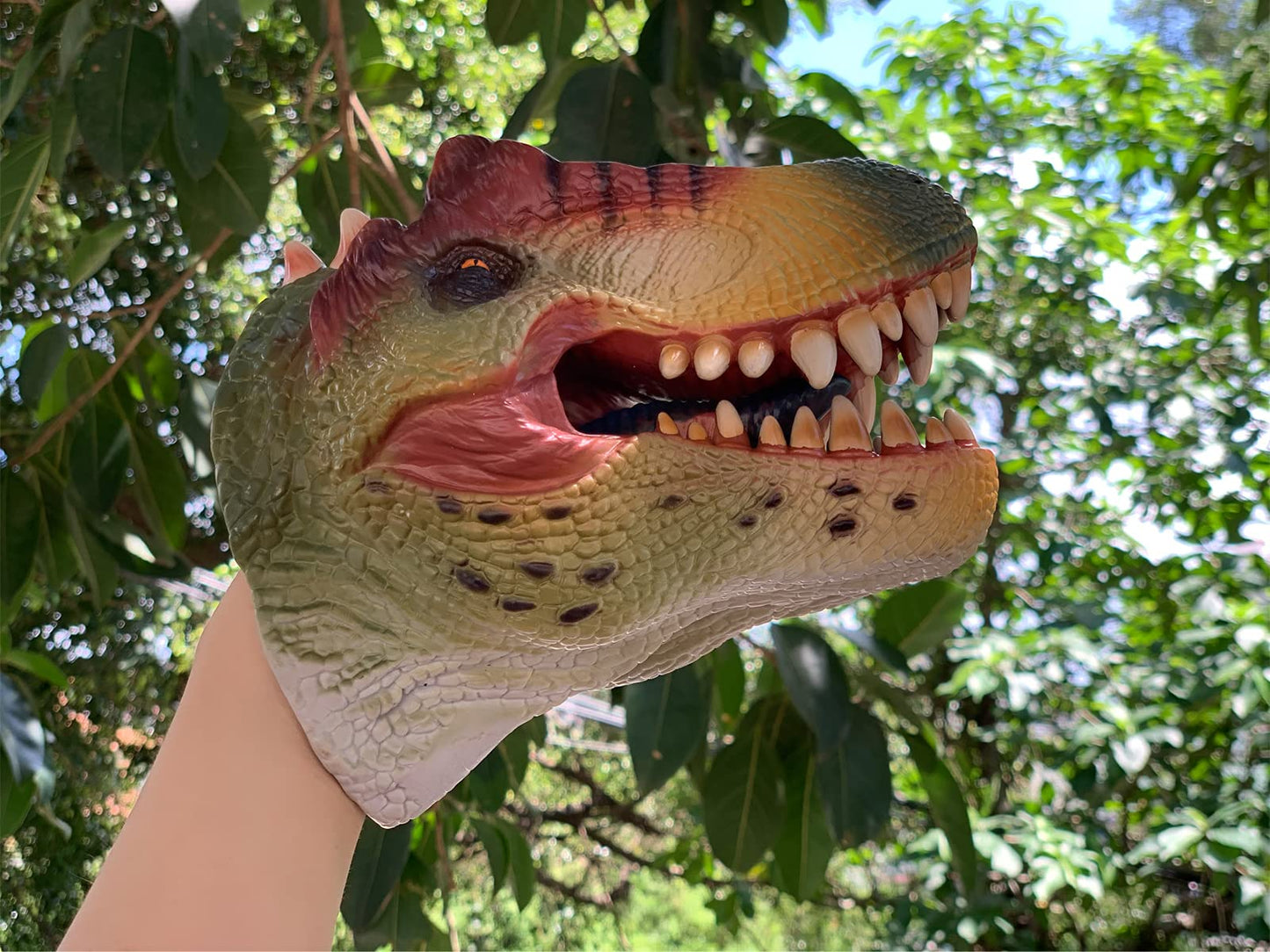 Gemini&Genius Dinosaur Hand Puppets Scary Toys Soft Rubber Animal Head Puppets Swimming Pool Beach Bathing Role Play Toys For Ki