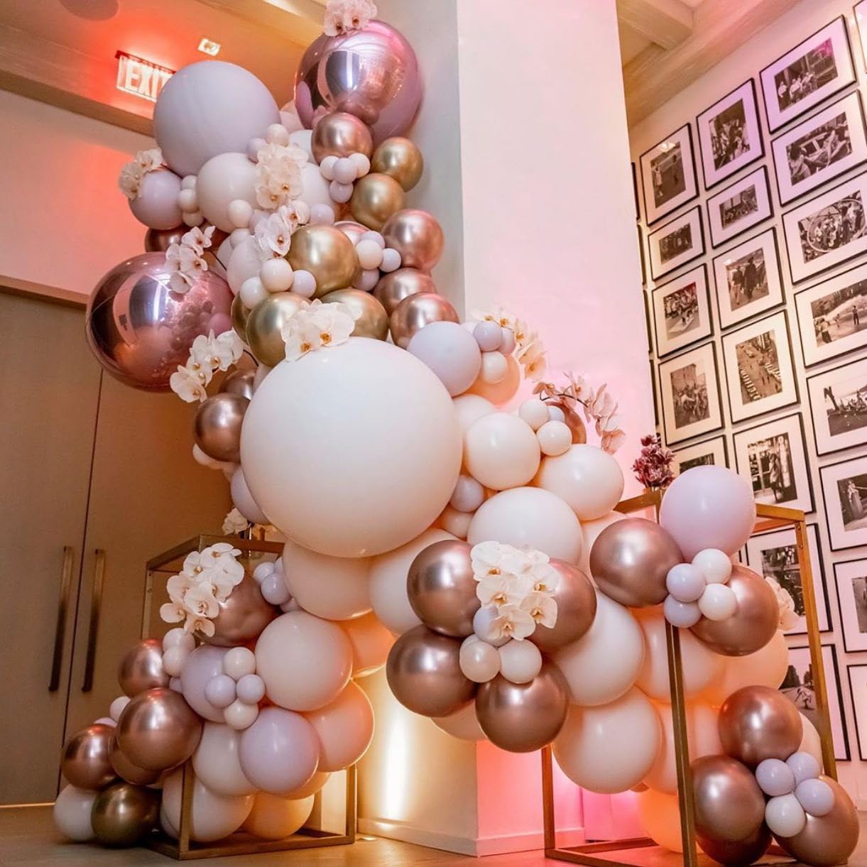 Jobkoo Pink Rose & Metallic Balloons, 60 Pcs Set, Female Gift, For Wedding, Birthday, Party Decoration