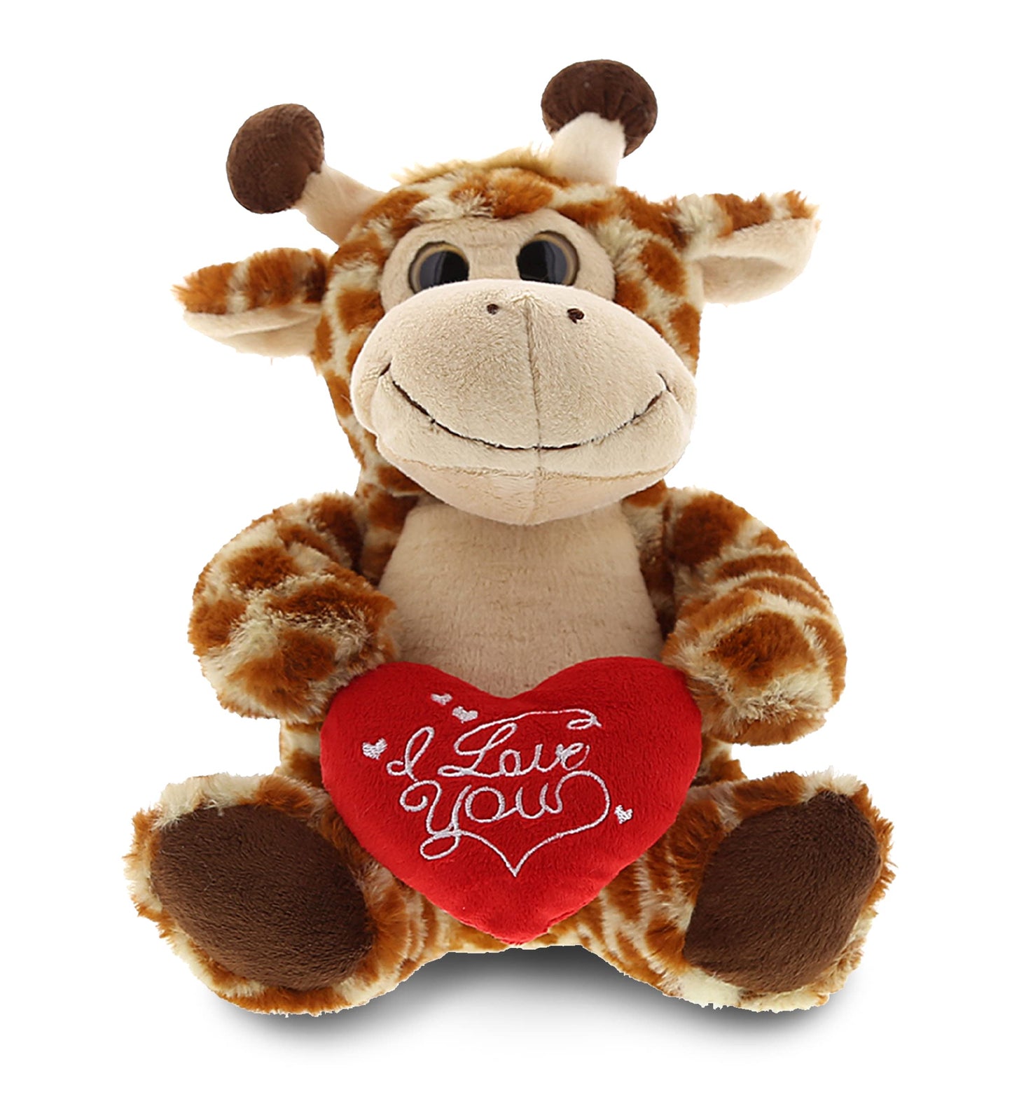 DolliBu I Love You Valentine Plush Sitting Giraffe - Cute Stuffed Animal with Red Heart and Name Personalization Gift for Valentines Day  Birthday  Anniversary  Romantic Date - 9 Inches