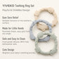 YIVEKO Silicone Teethers for Babies 0-6 6-12 Months Teething Toys for Infants Baby Chew Toys for Sucking Needs Baby Teething Rings for Infant Boys and Girls 3 Pack-Dinosaur-Baby Blue