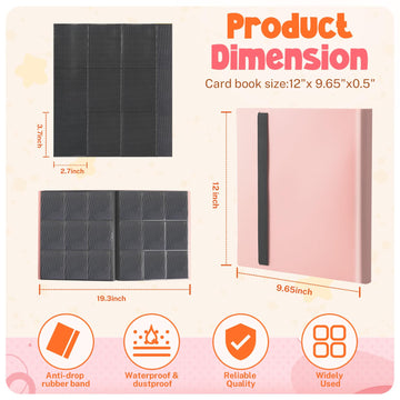 Card Binder  9 Pocket Trading Card Album Folder  20 Pages  360 Card Capacity Sports Card Binder  enhanced Card Binders Compatible with MTG  TCG  Baseball Cards (Pink)