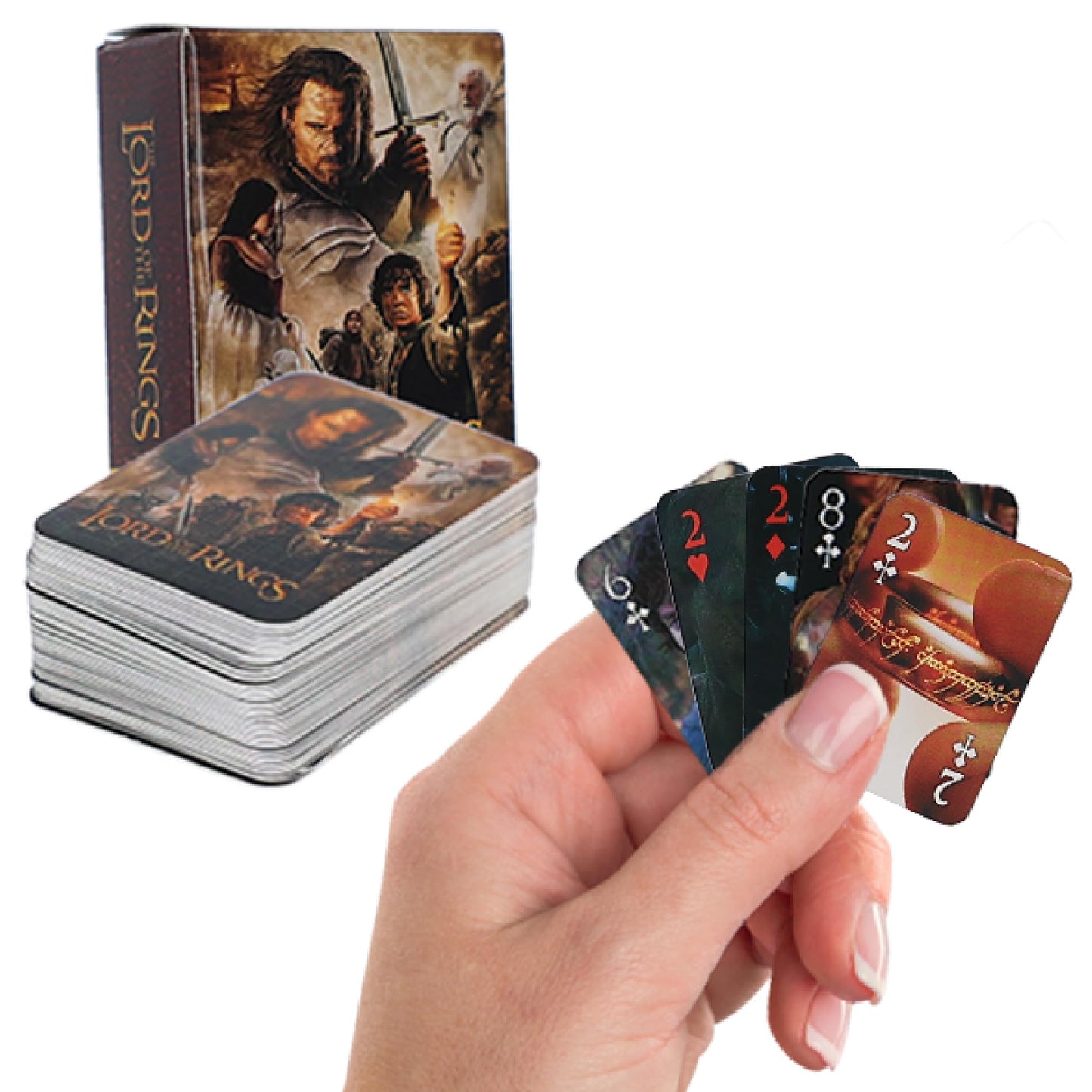 AQUARIUS Lord of the Rings Chiisai Mini Playing Cards - Tiny Themed Novelty Deck with 54 Unique Fantasy Designs - Travel Size Co