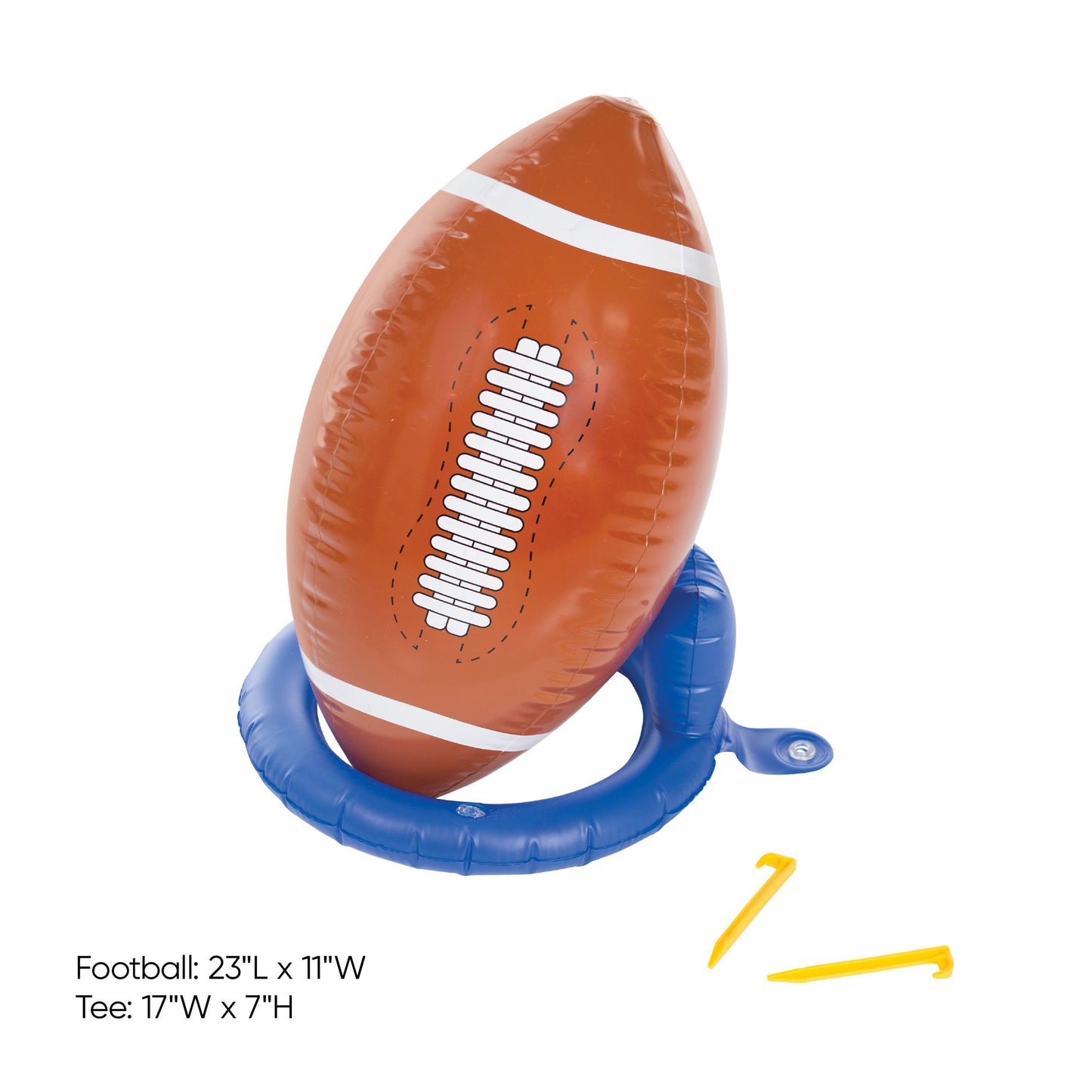 Hearthsong Jumbo Sized Inflatable Football With Kickoff Tee, 23' L X 11' W, Includes Ground Stakes, Ages 3 And Up